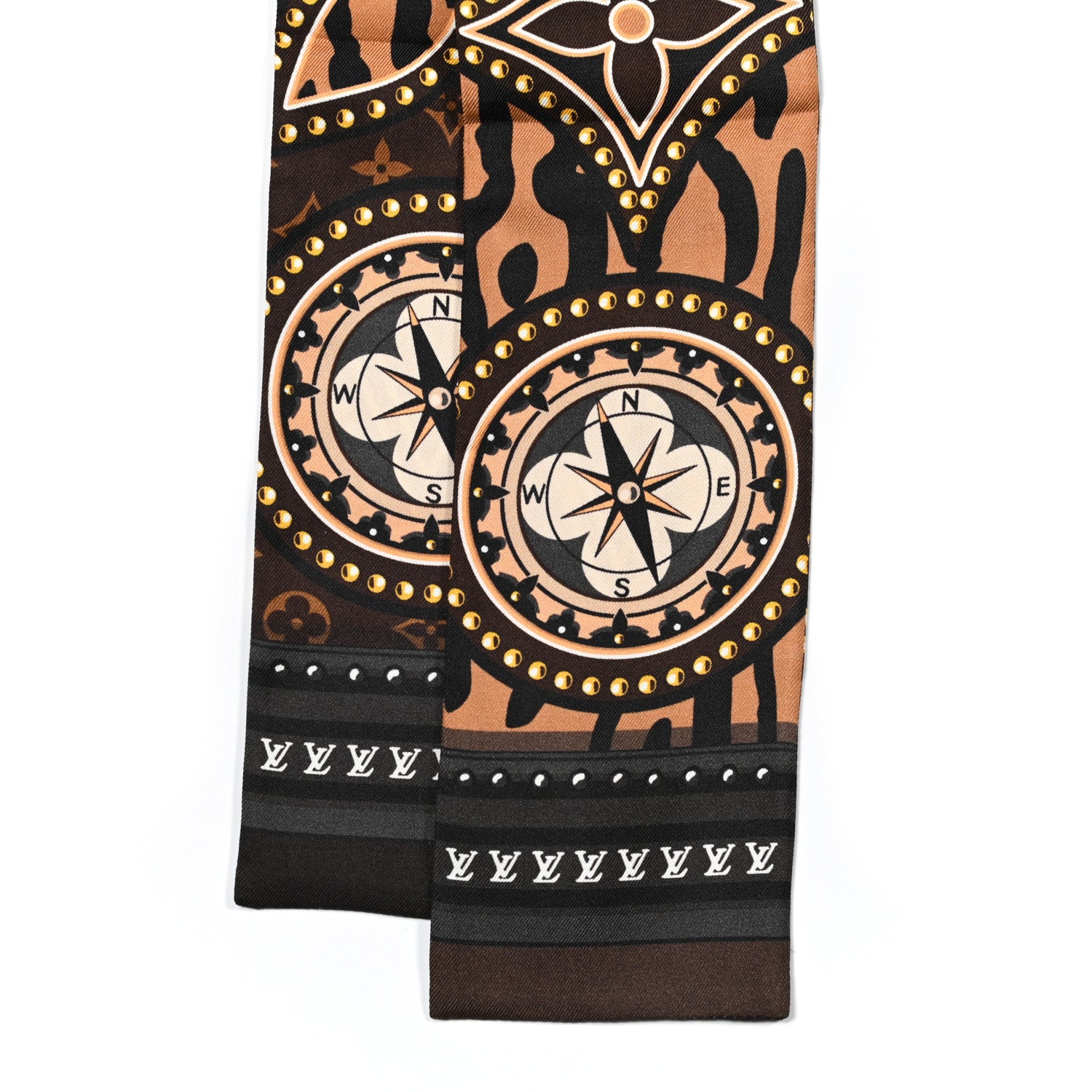 Louis Vuitton Silk Monogram LV World Bandeau Brown 2 of 3