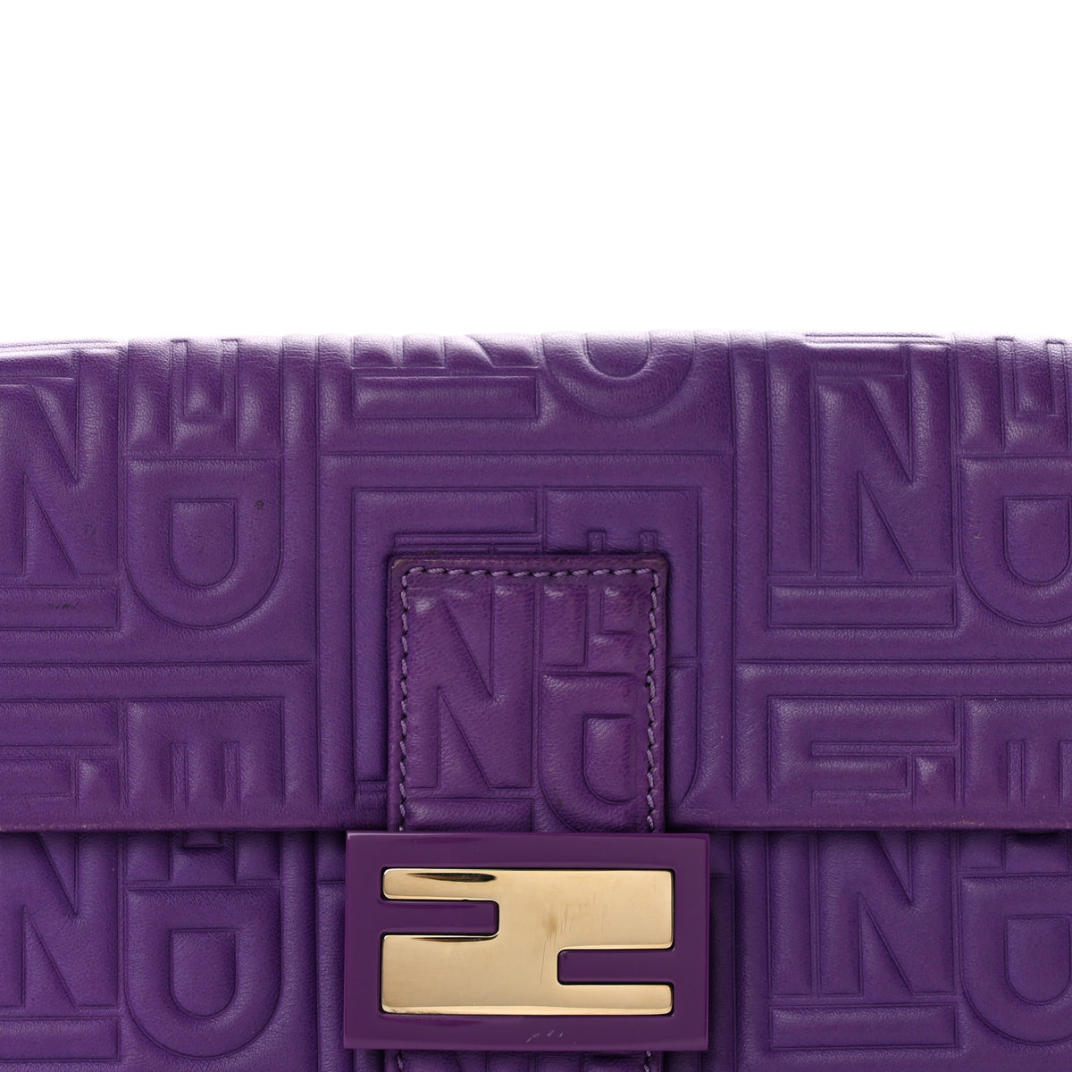 Nappa Logo Embossed Baguette Purple