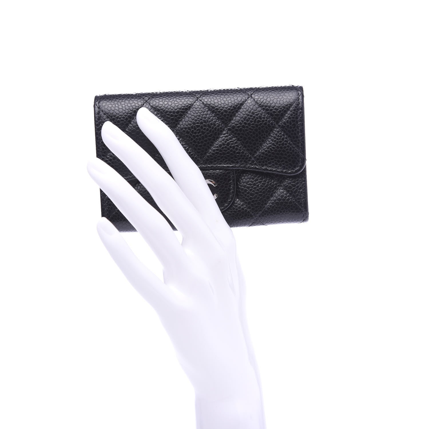 Chanel Caviar Quilted Flap Card Holder Wallet Black 2 of 9