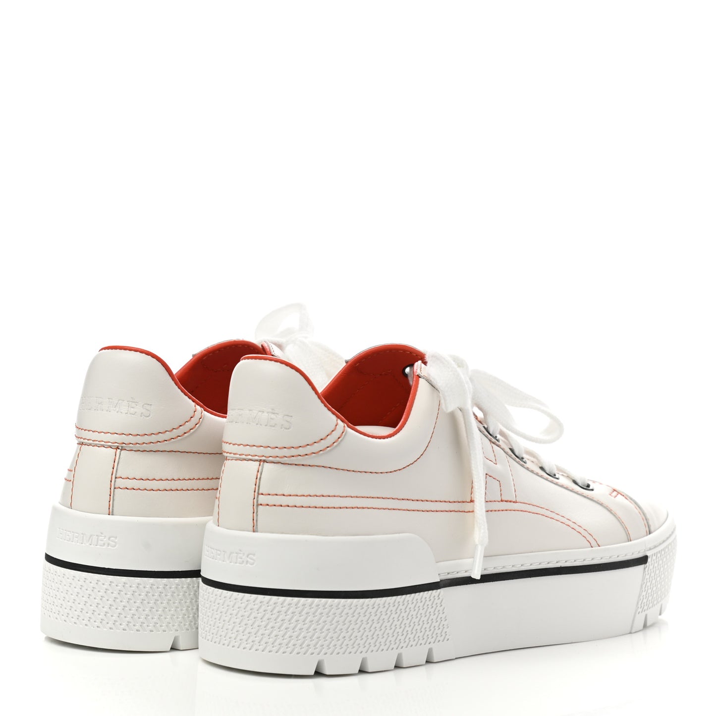 Calfskin Womens Voltage Sneakers 37 White Orange