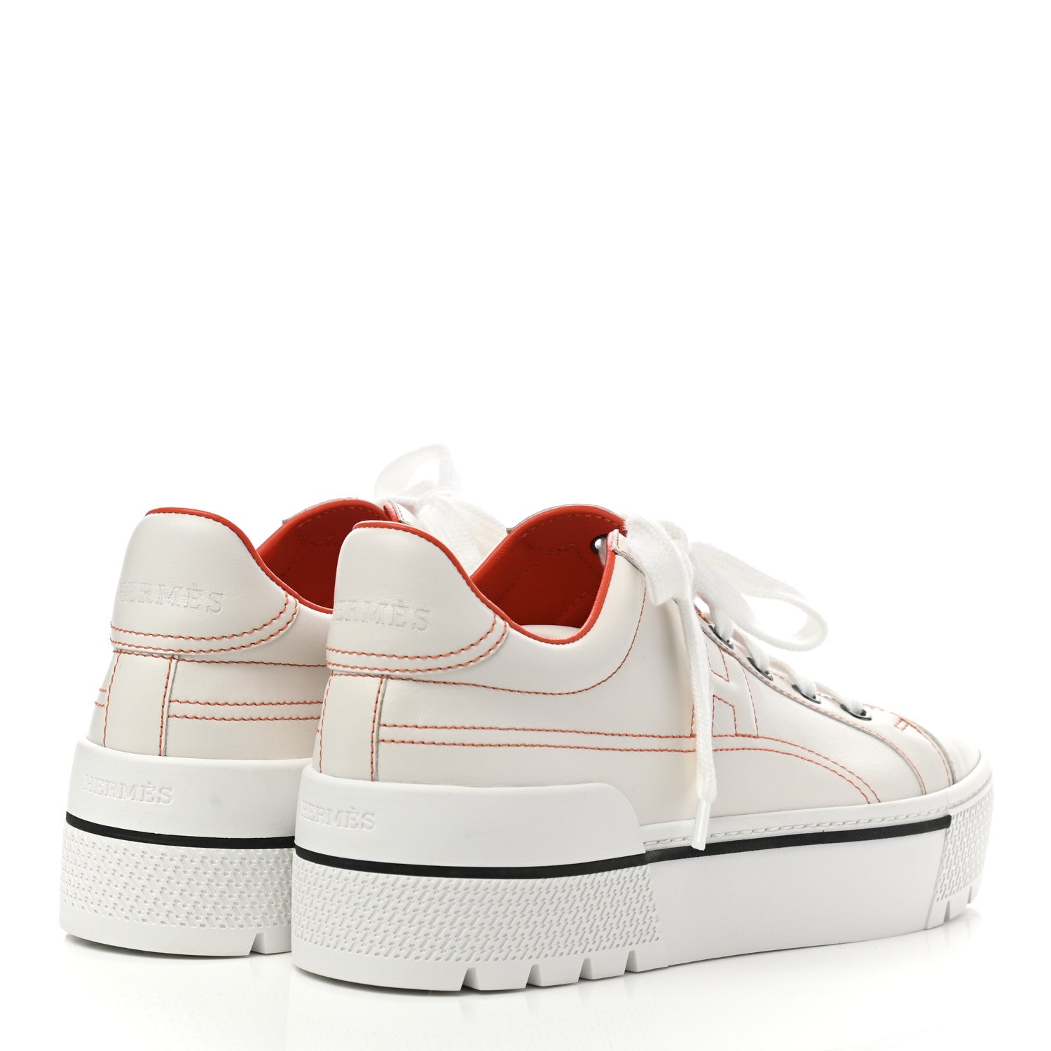 Hermes Calfskin Womens Voltage Sneakers 37 White Orange 4 of 8