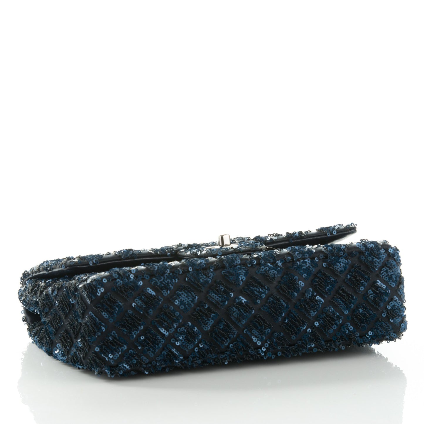 Satin Sequin Medium Classic Flap Blue