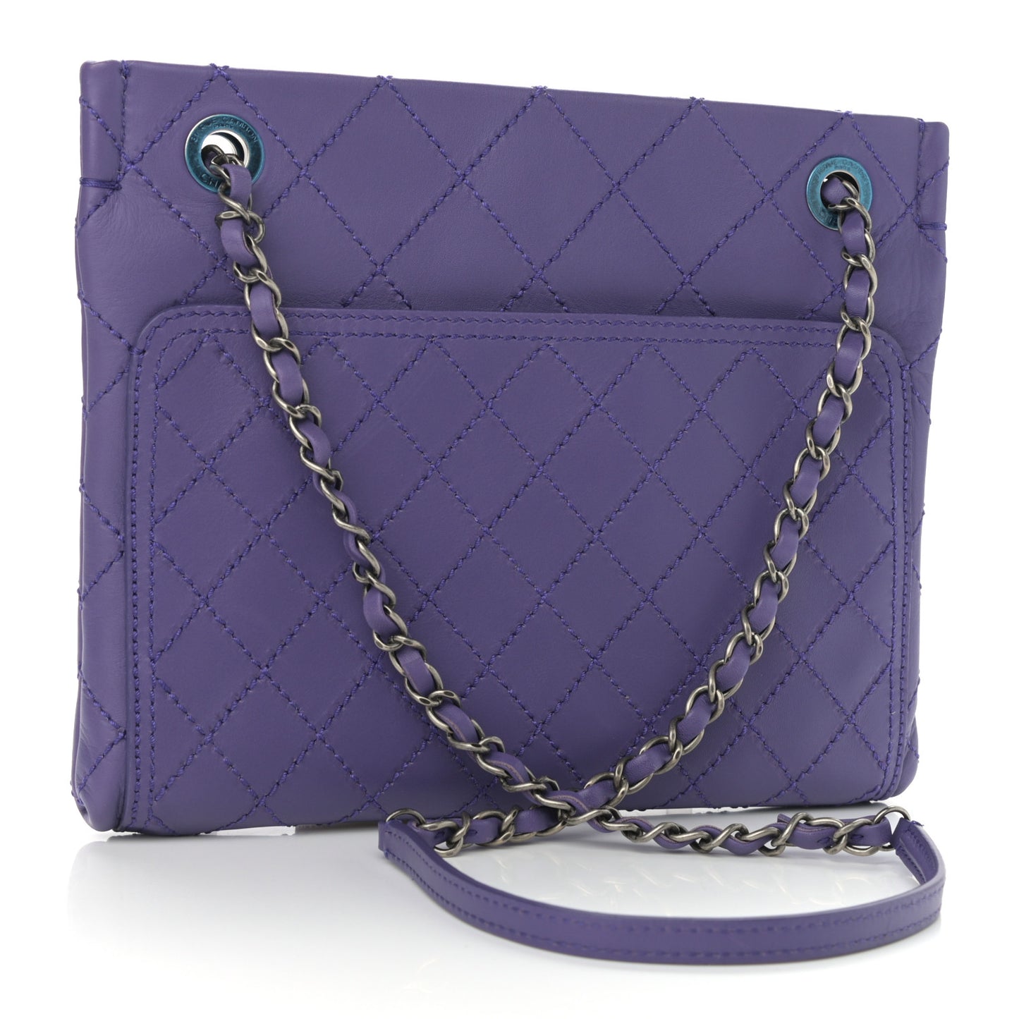 Calfskin Wild Stitch Small Shopping Tote Purple