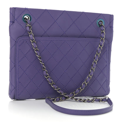Chanel Calfskin Wild Stitch Small Shopping Tote Purple 3 of 11