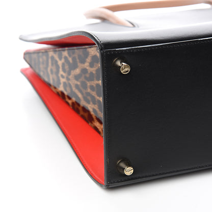 Christian Louboutin Calfskin Patent Leopard Spiked Large Paloma Black 8 of 11
