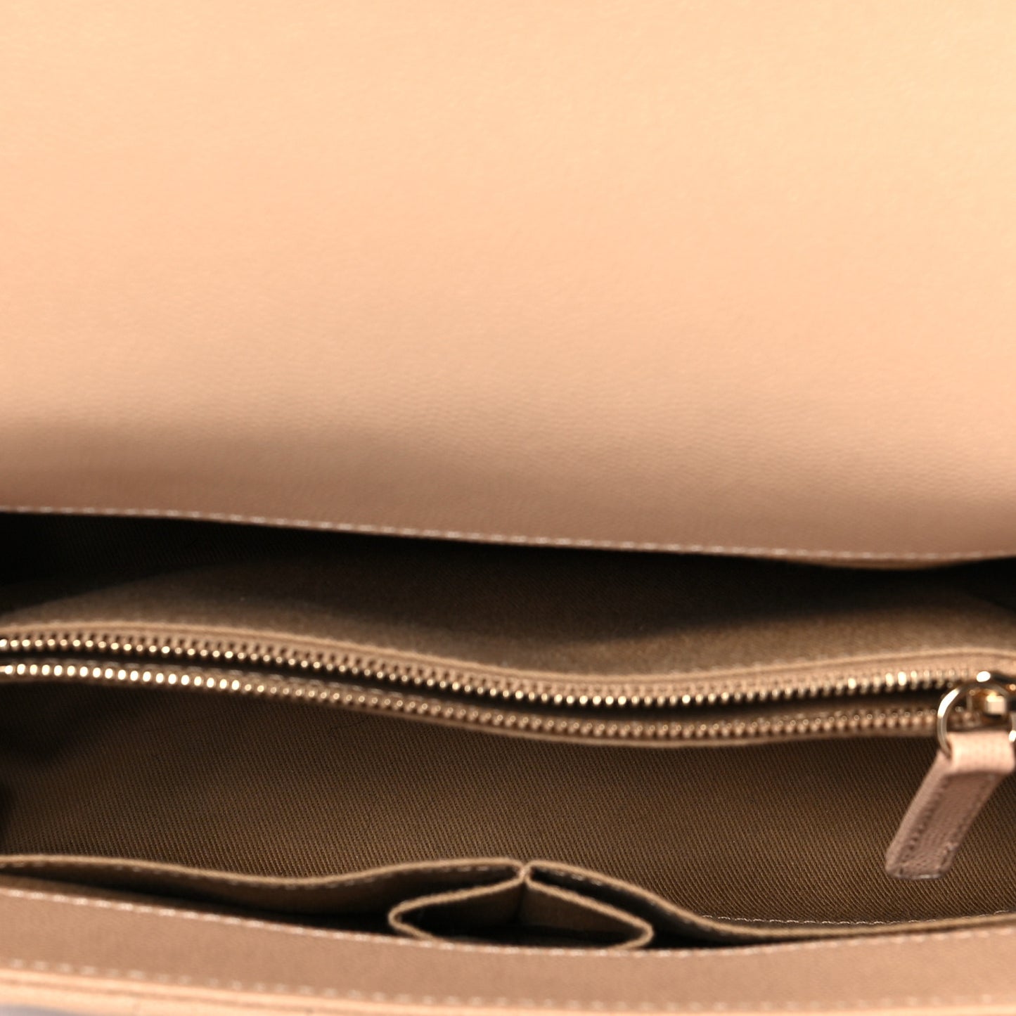 Caviar Chevron Quilted Small Coco Handle Flap Beige