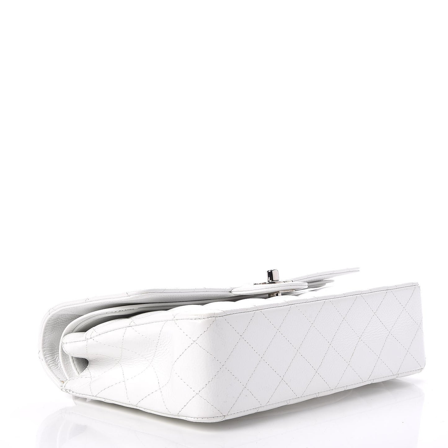 Caviar Quilted Medium Double Flap White