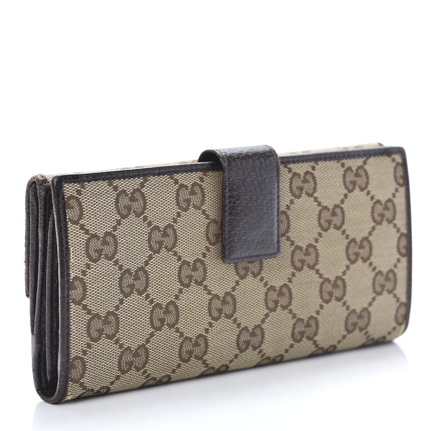 Gucci Monogram Metal Bar Continental Flap Wallet Beige Ebony Dark Brown 3 of 13