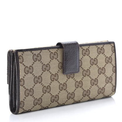 Gucci Monogram Metal Bar Continental Flap Wallet Beige Ebony Dark Brown 3 of 13