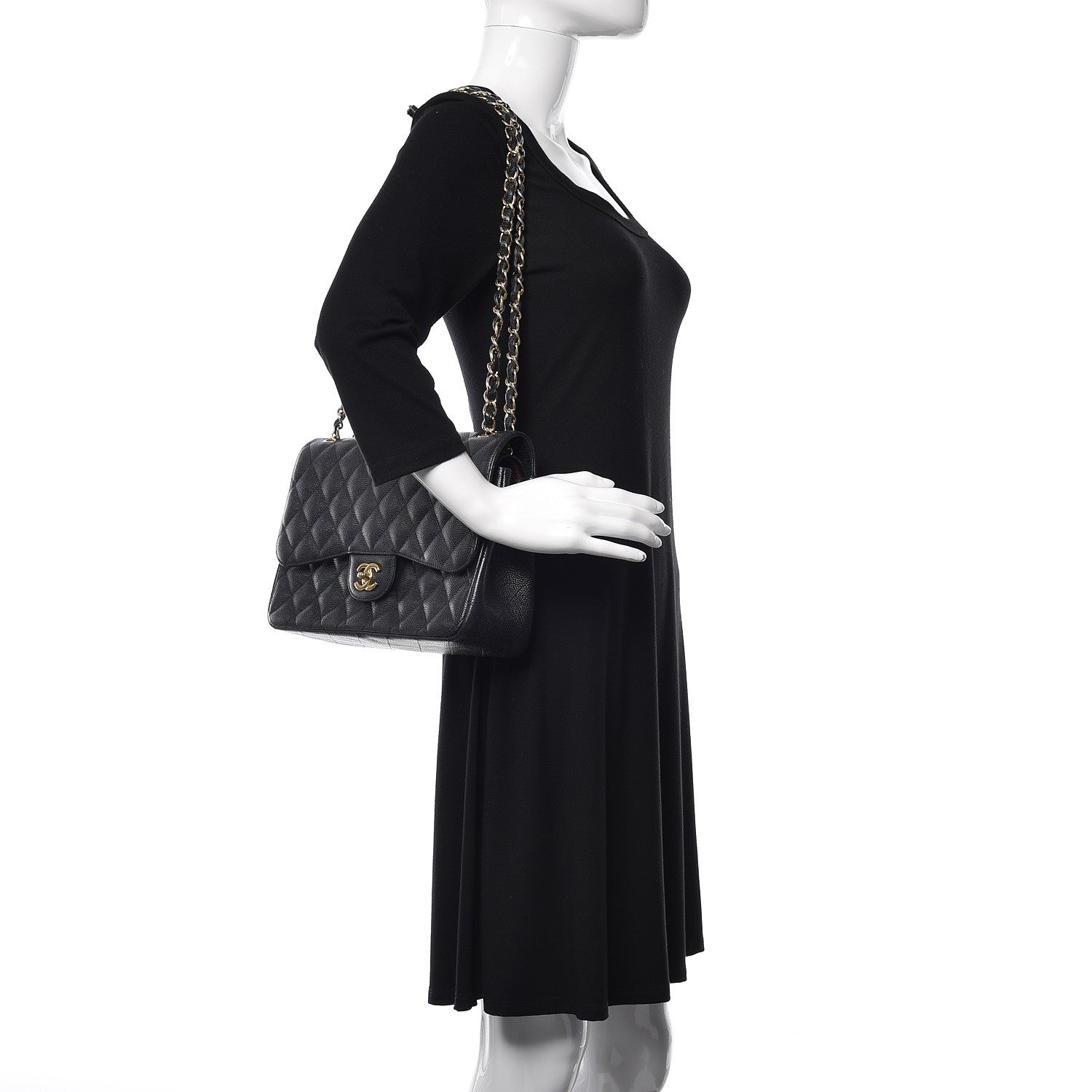 Chanel Caviar Quilted Jumbo Double Flap Black 3 of 14