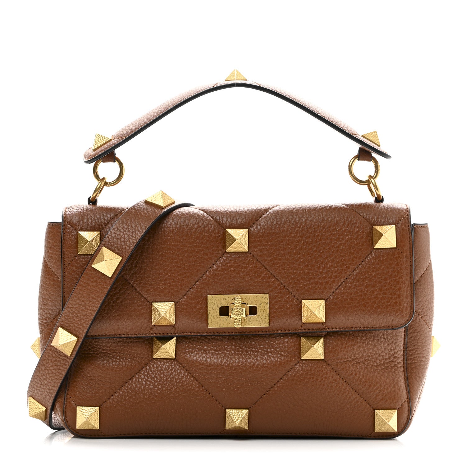 Valentino Garavani Grained Calfskin Large Roman Stud Shoulder Bag Selleria 1 of 9