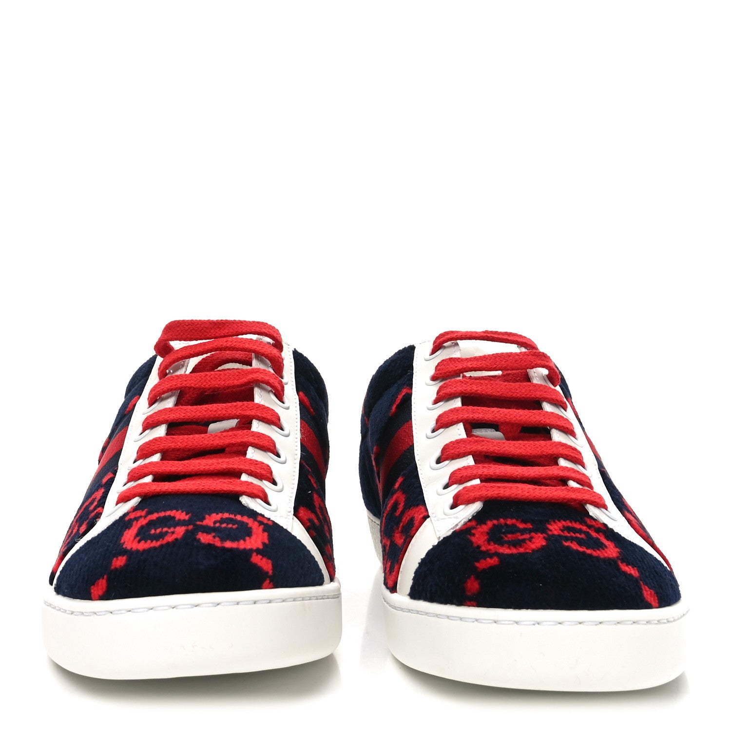 Gucci Terry Cloth GG Monogram Web Womens Ace Sneakers 37.5 Blue Red 3 of 9