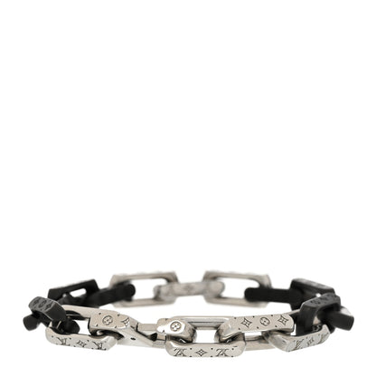 Louis Vuitton Metal Monogram Chain Bracelet Silver Black 3 of 6