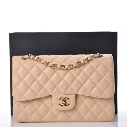 Chanel Caviar Quilted Jumbo Double Flap Beige Clair 9 of 9