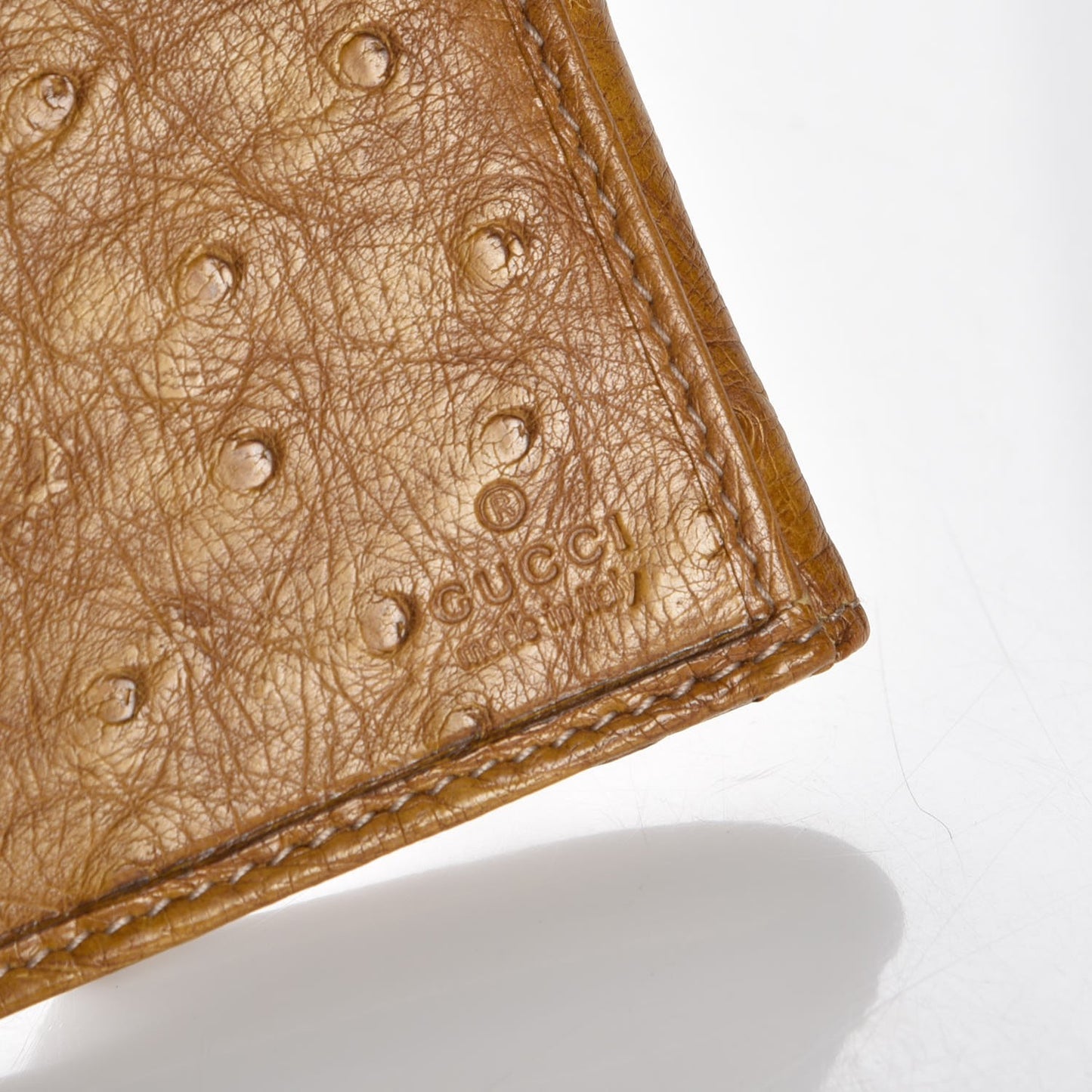 Ostrich Metal Bar Continental Wallet Tan