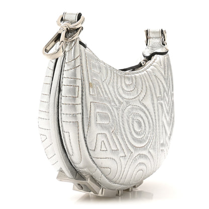 Fendi X MARC JACOBS Laminated Craquele Lambskin Nano Fendigraphy Hobo Charm Argento 3 of 8