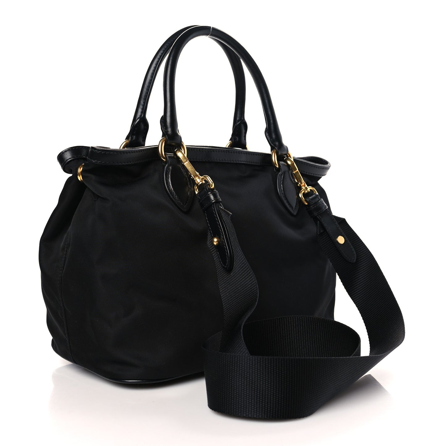 Tessuto Nylon Soft Calf Small Tote Black