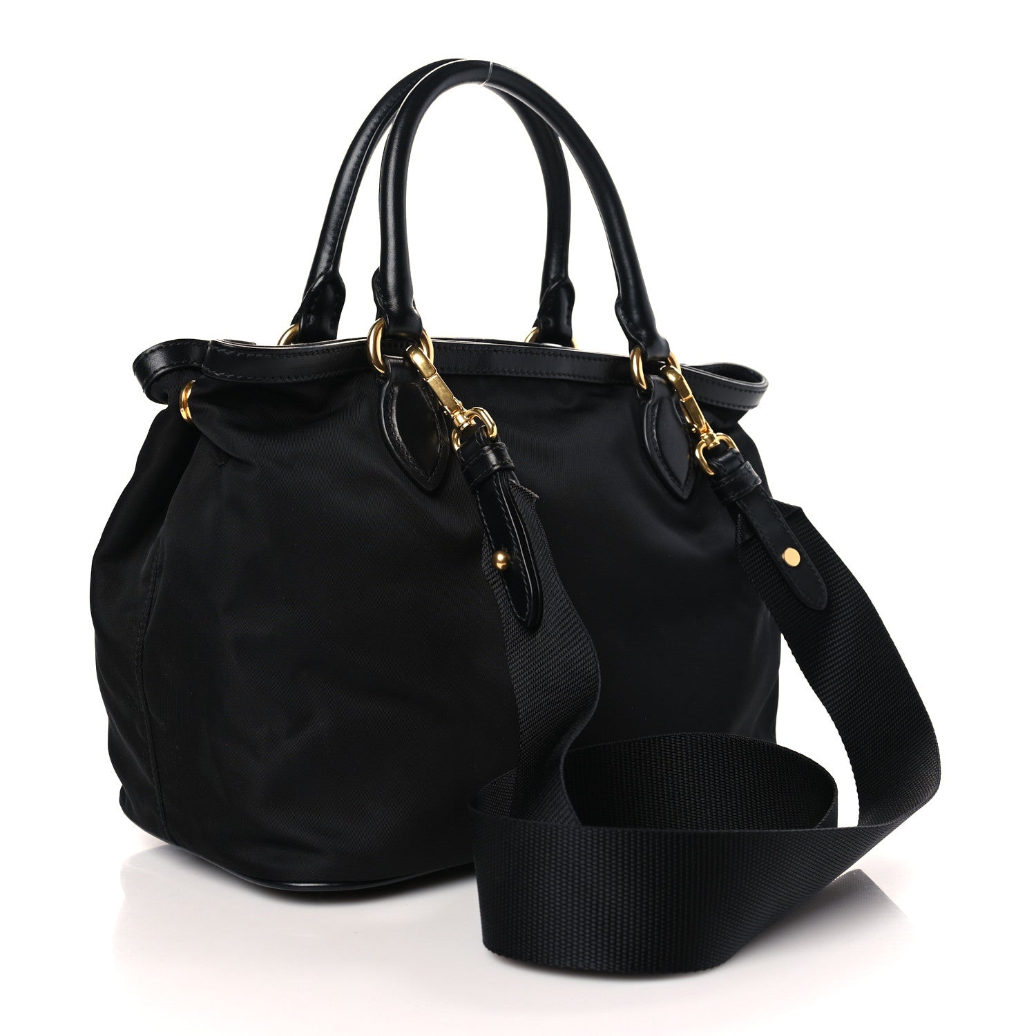Prada Tessuto Nylon Soft Calf Small Tote Black 3 of 9