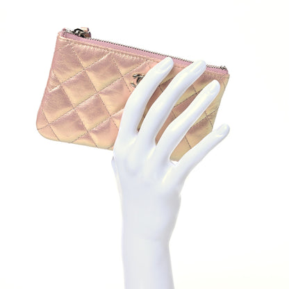 Chanel Iridescent Calfskin Quilted Small Cosmetic Case Pink 2 of 9