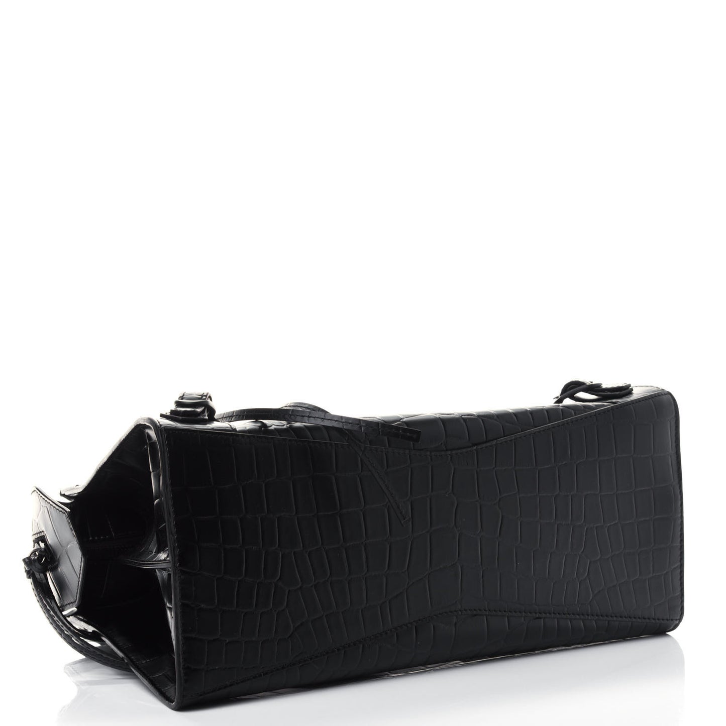 Semi Shiny Calfskin Crocodile Embossed Neo Classic Black Hardware S City Black