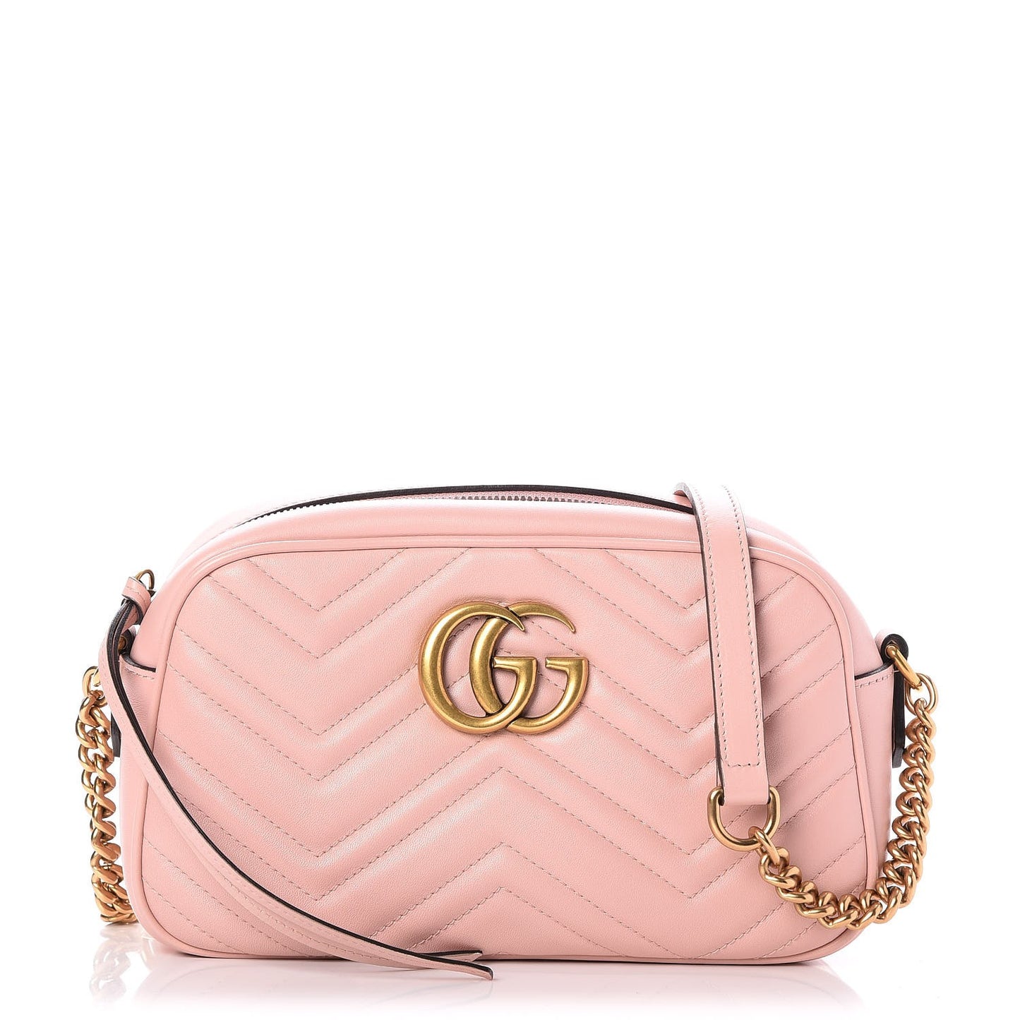 Calfskin Matelasse Small GG Marmont Chain Shoulder Bag Perfect Pink