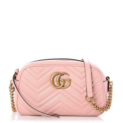 Gucci Calfskin Matelasse Small GG Marmont Chain Shoulder Bag Perfect Pink 1 of 7