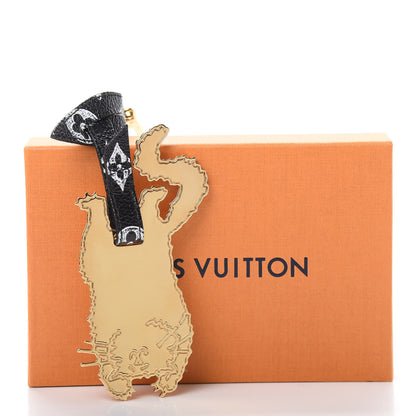 Louis Vuitton Catogram Flying Cat Bag Charm Key Holder Gold Black 5 of 5