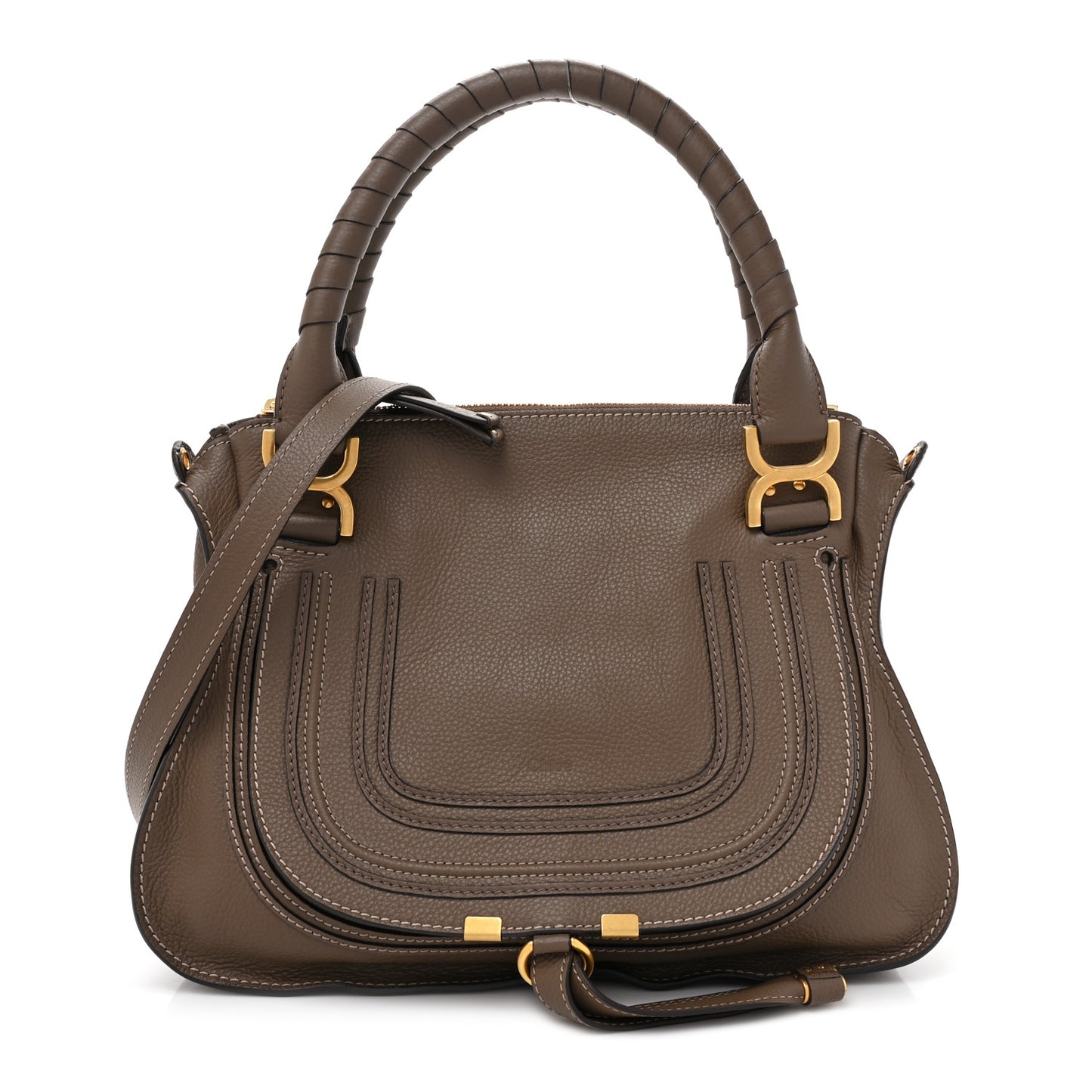 Calfskin Medium Marcie Satchel Army Green