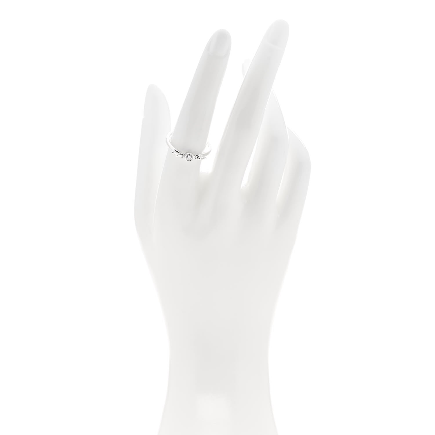 Tiffany Sterling Silver Diamond Elsa Peretti Swan Ring 56 7.5 2 of 4