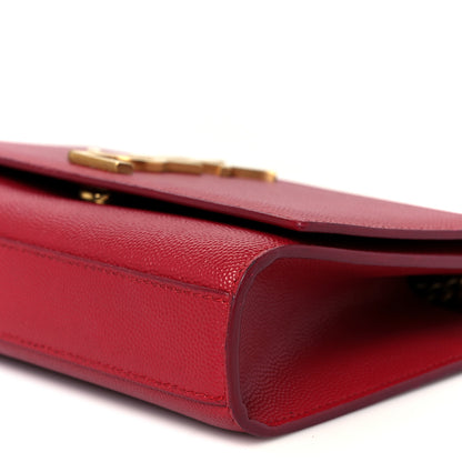Saint Laurent Grain De Poudre Small Deconstructed Monogram Kate Satchel Red 11 of 11