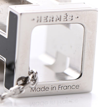 Hermes Lacquered Palladium Cage d'H Pendant Necklace Black 5 of 6