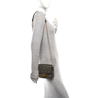 Fendi Fabric Jacquard FF 1974 Mini Baguette Tobacco Moro Black 2 of 12