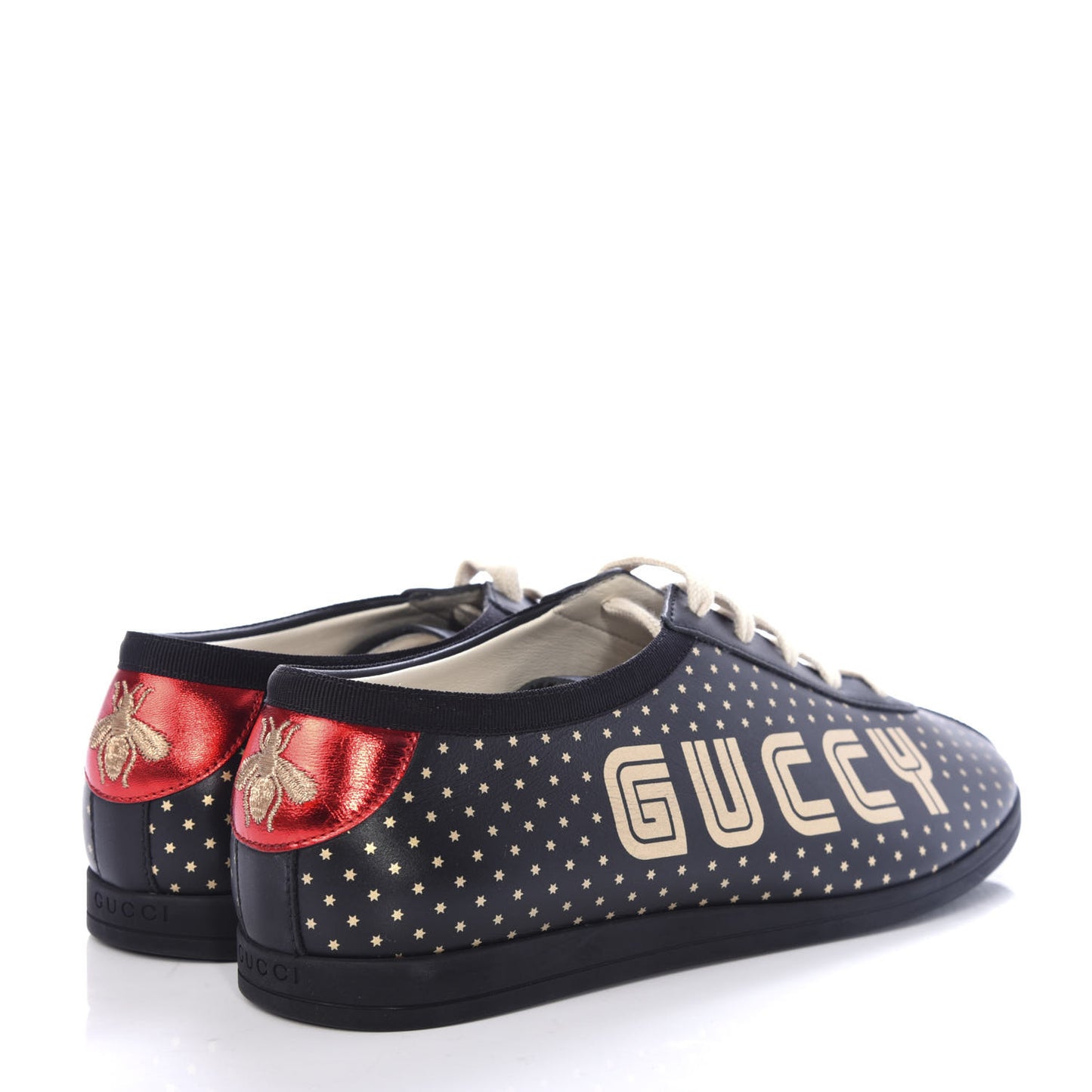 X SEGA Calfskin Guccy Mens Falacer Sneakers 6 Black