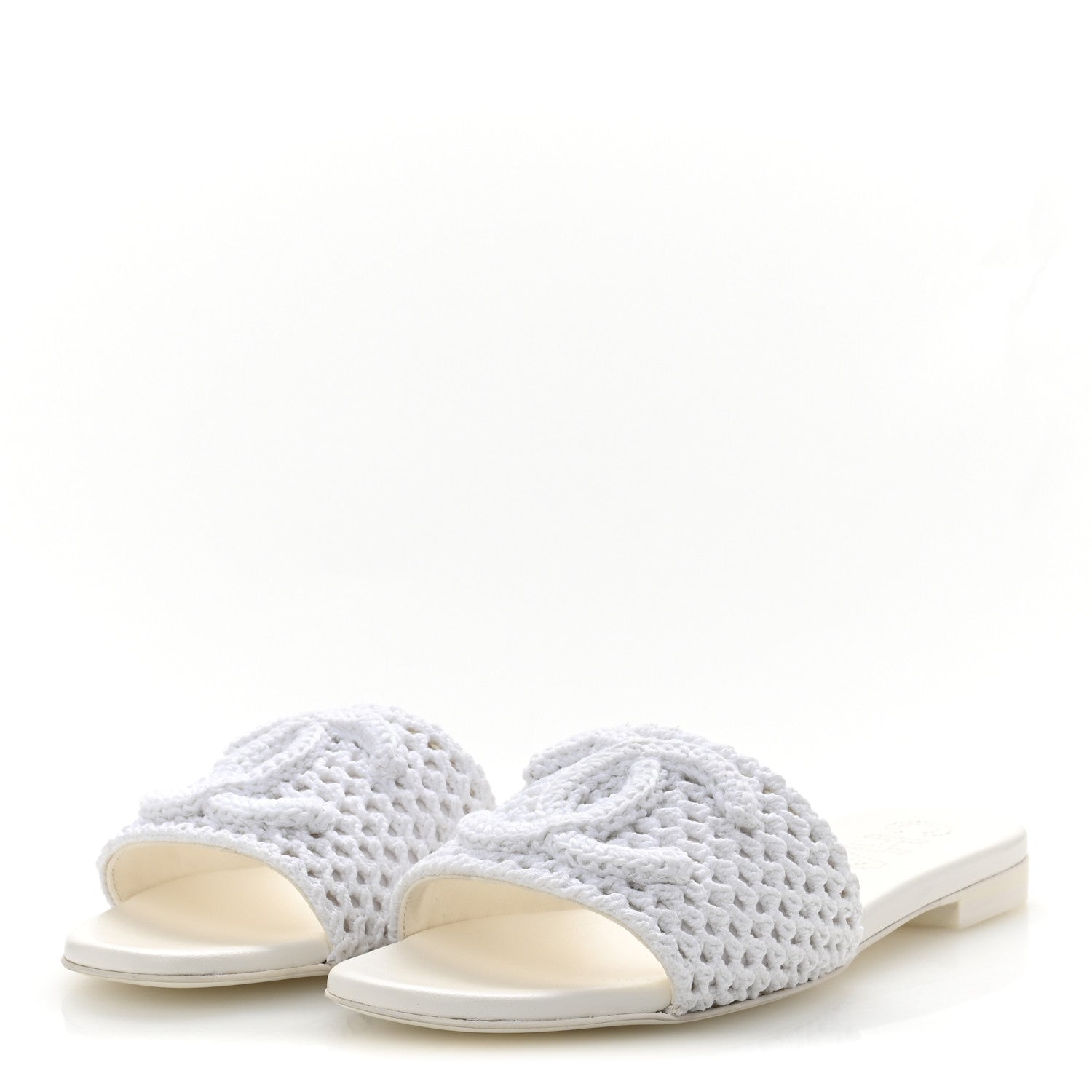 Chanel Crochet CC Mules Sandals 39 White 4 of 10