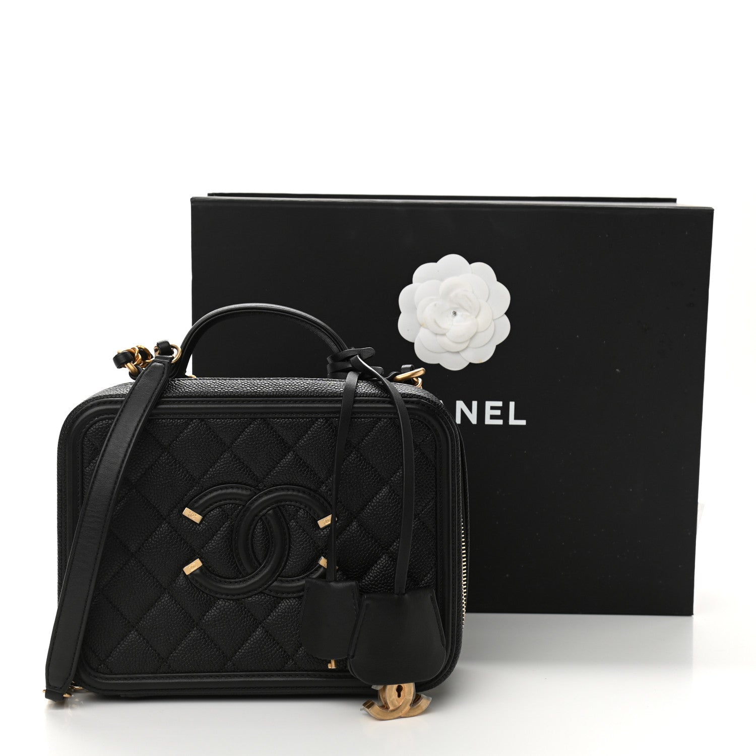 Chanel Caviar Quilted Medium CC Filigree Vanity Case Black 11 of 11