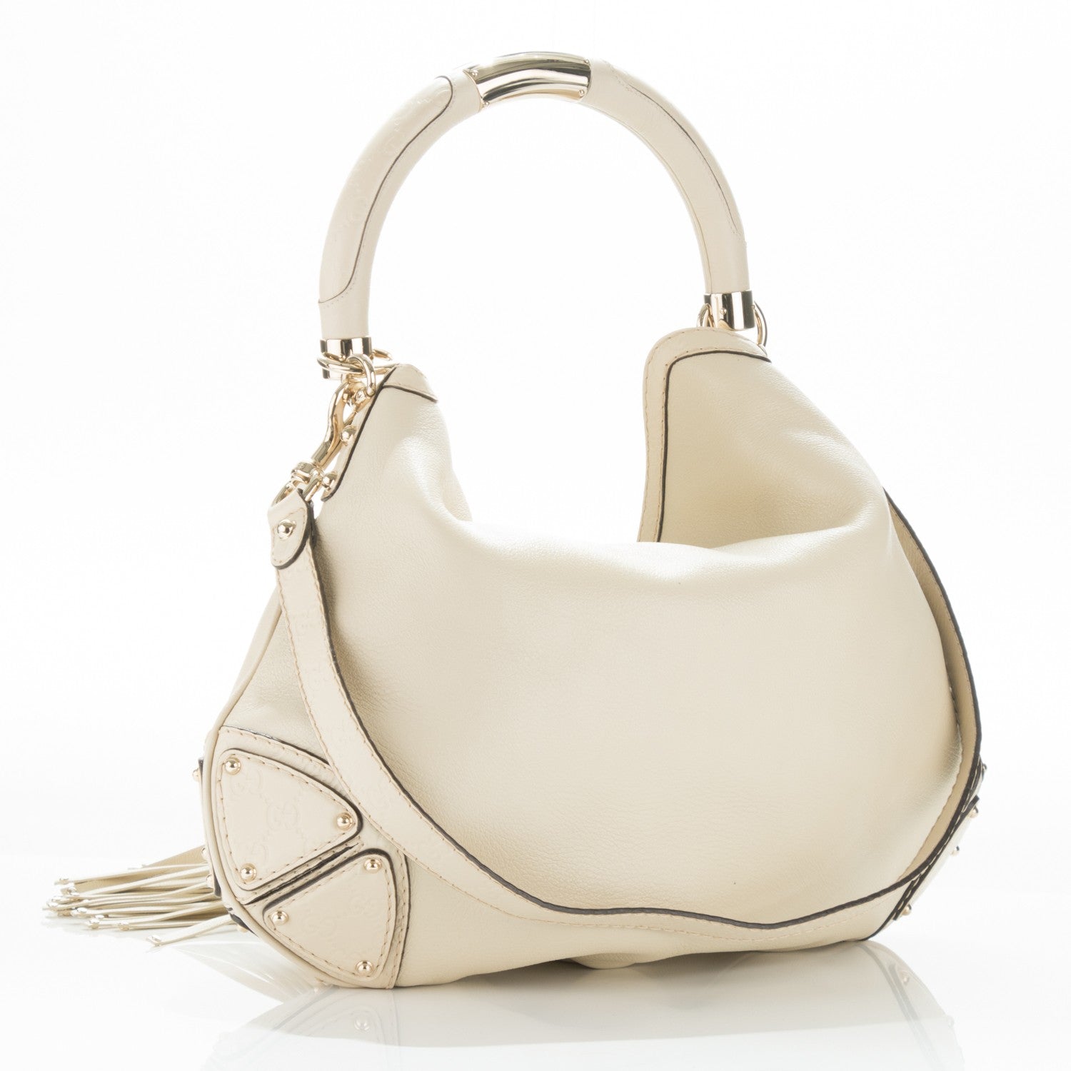 Gucci Calfskin Large Indy Top Handle Hobo Off White 3 of 7