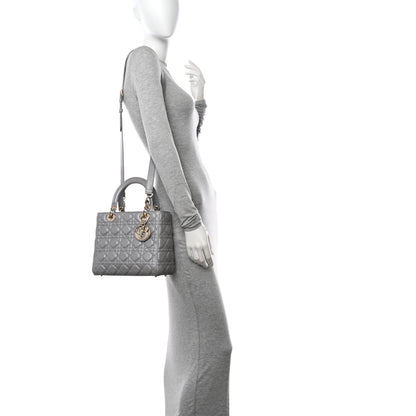 Christian Dior Pearly Lambskin Cannage Medium Lady Dior Grey 2 of 10