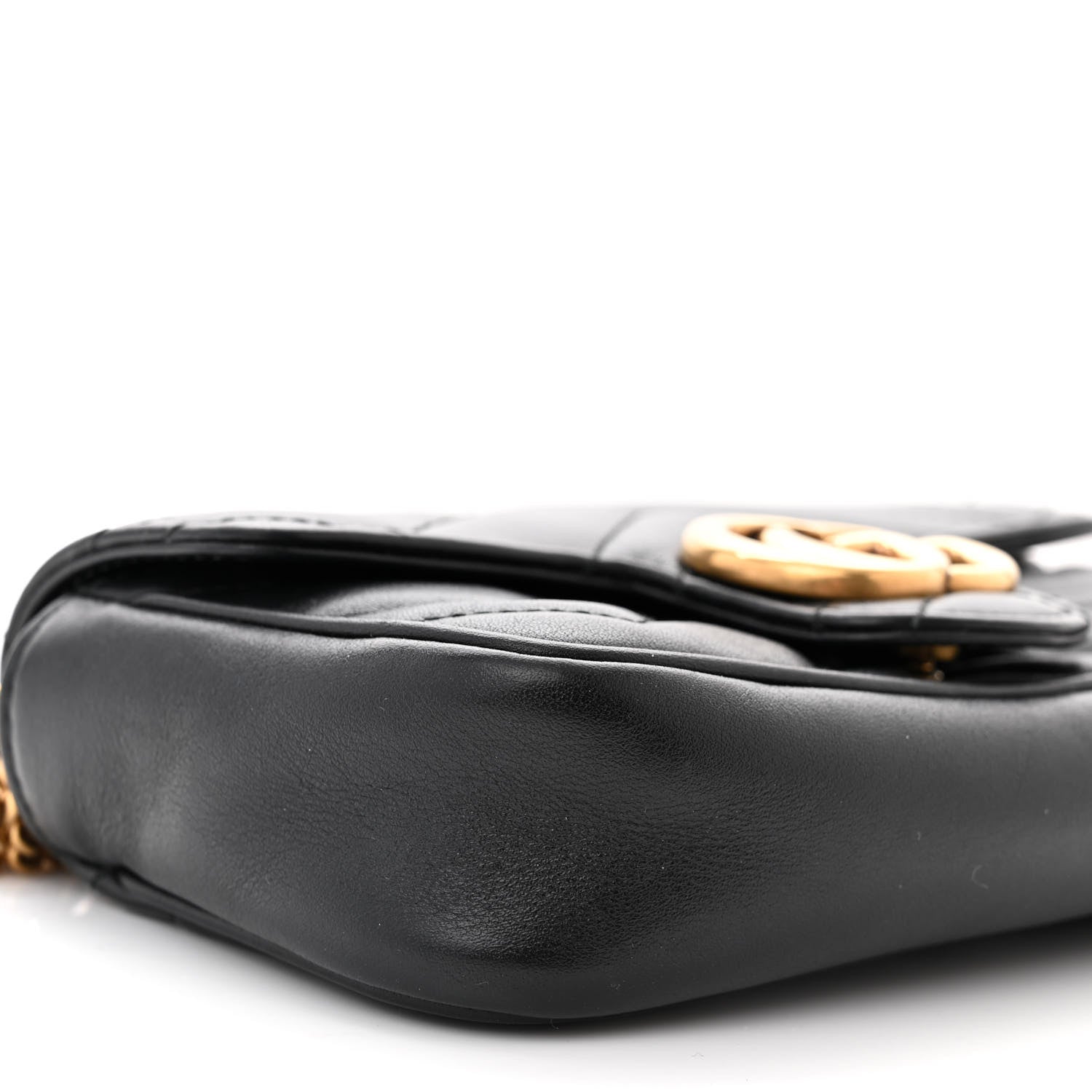 Gucci Calfskin Matelasse Super Mini GG Marmont Shoulder Bag Black 9 of 11