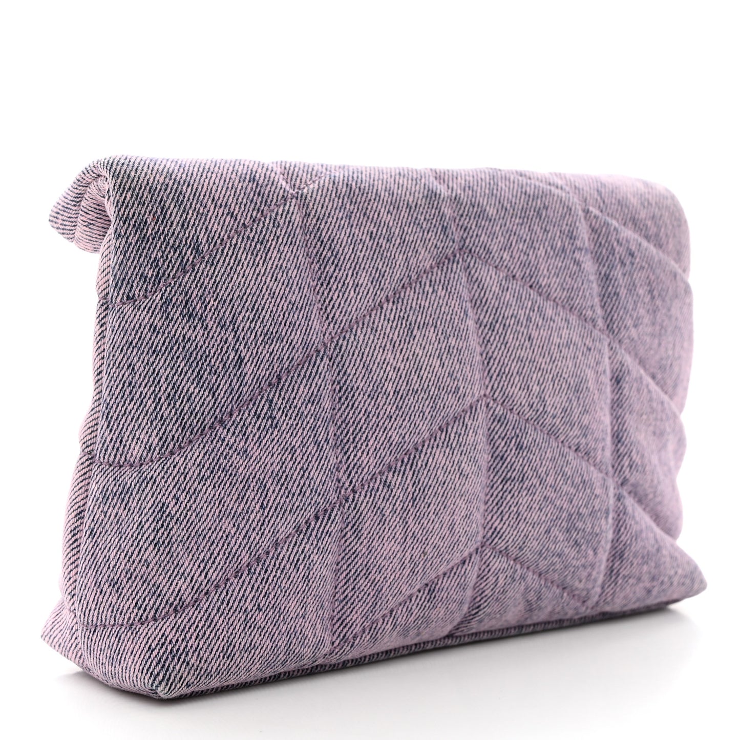 Denim Quilted Loulou Puffer Monogram Pouch Clutch Bleached Lilac