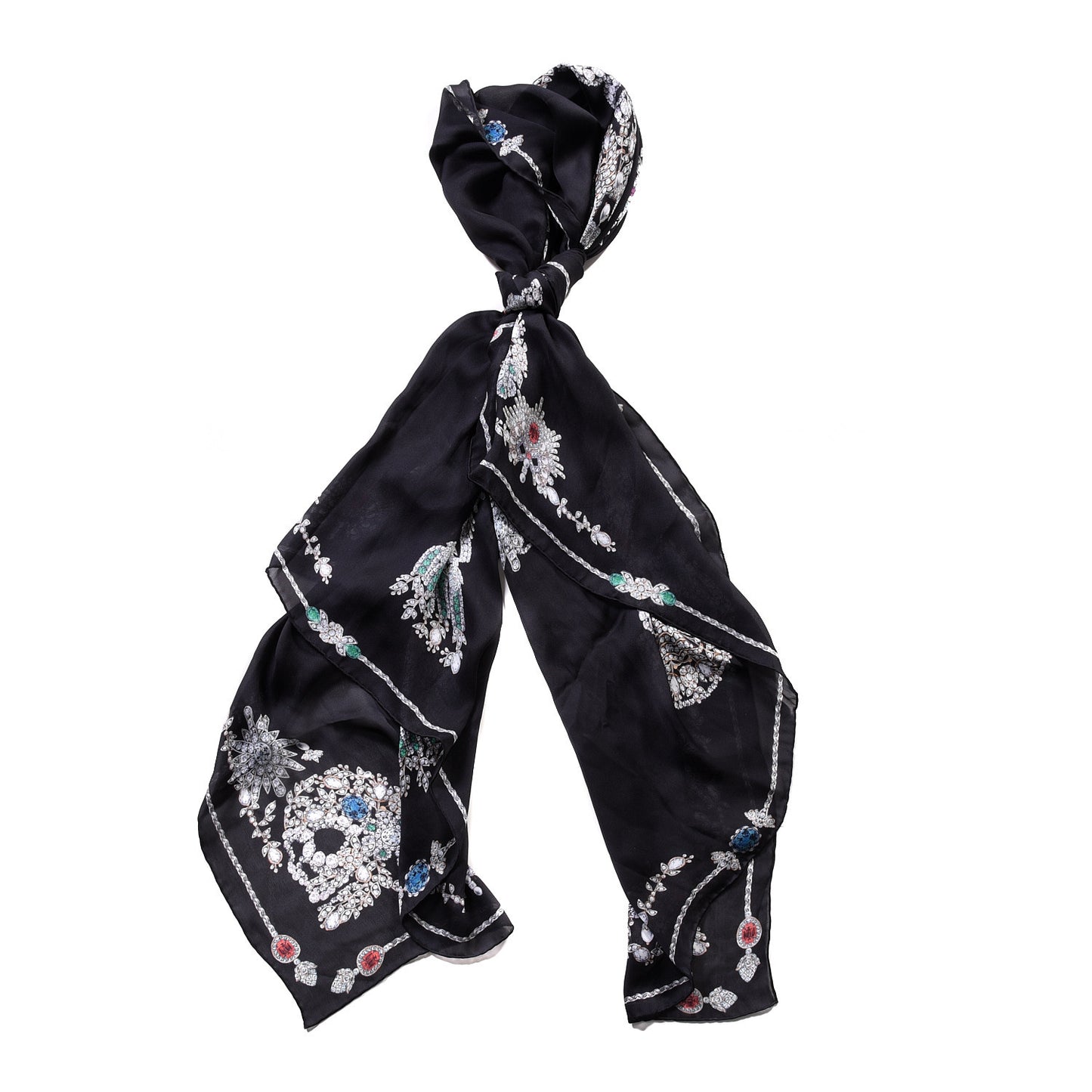 Silk Treasure Skeleton Scarf Black