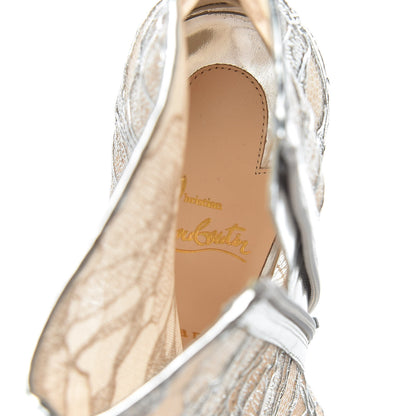 Christian Louboutin Lace Lurex Specchio Gipsybootie 100 Ankle Boots 37.5 Silver 7 of 8