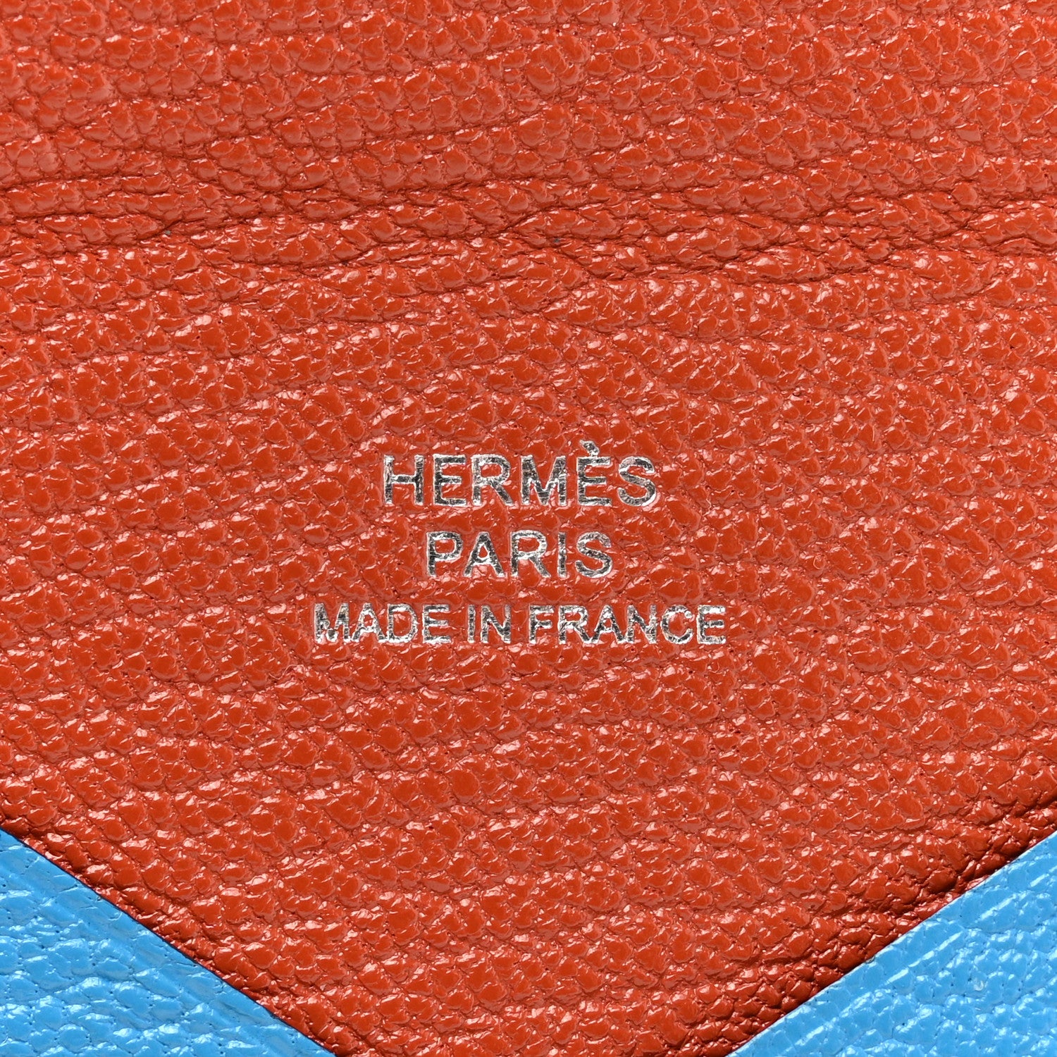 Hermes Chevre Mysore Verso Calvi Card Case Bleu Frida Cuivre 6 of 7