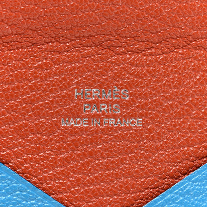 Hermes Chevre Mysore Verso Calvi Card Case Bleu Frida Cuivre 6 of 7