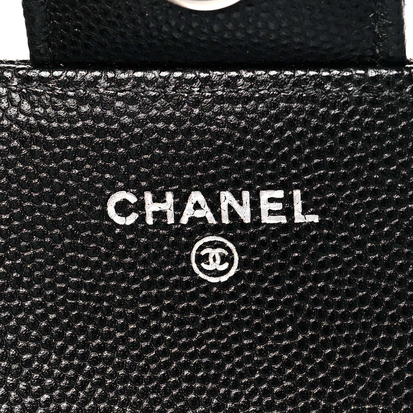 Caviar Quilted Glasses Case With Chain Black