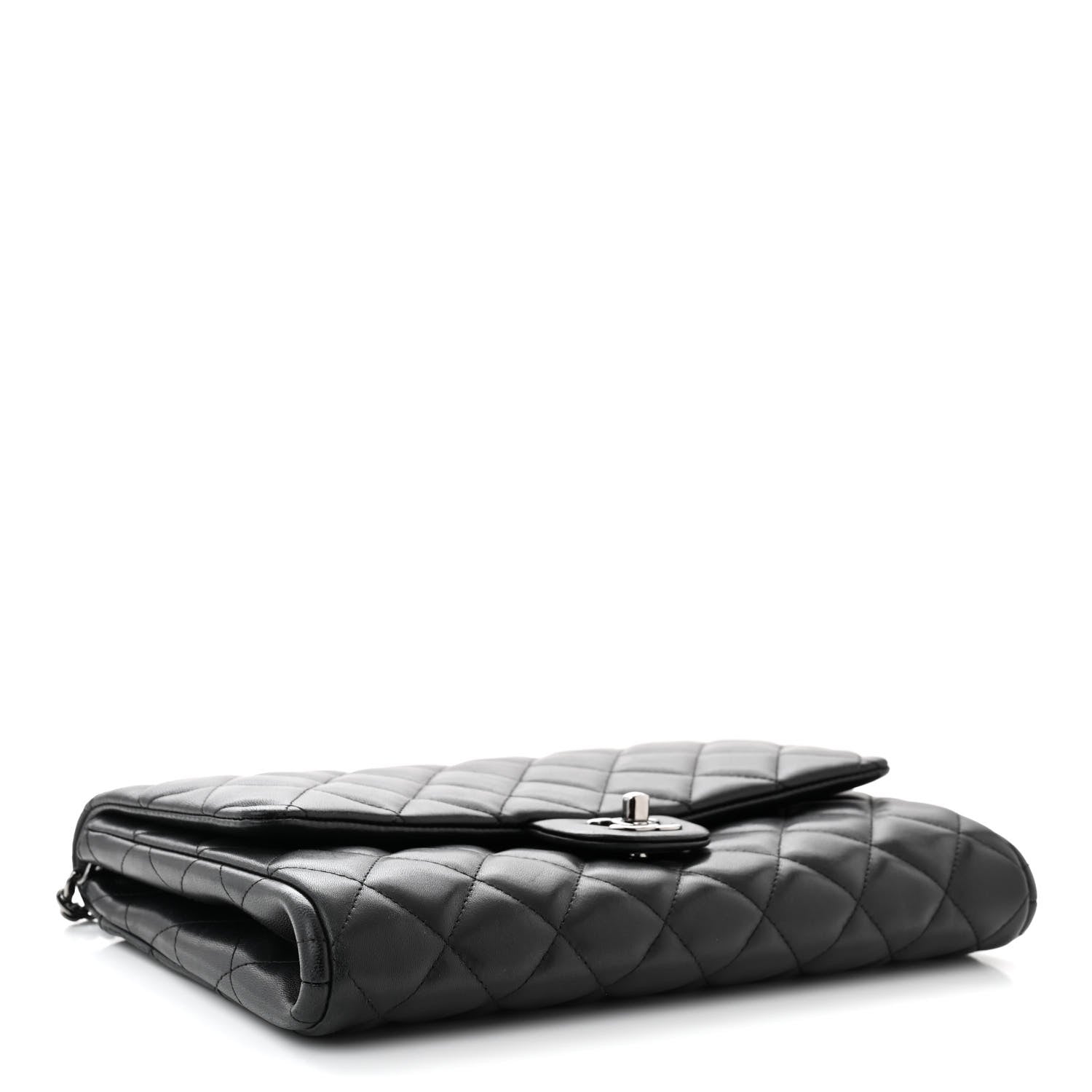 Chanel Lambskin Quilted Clutch With Chain Flap Black 4 of 11