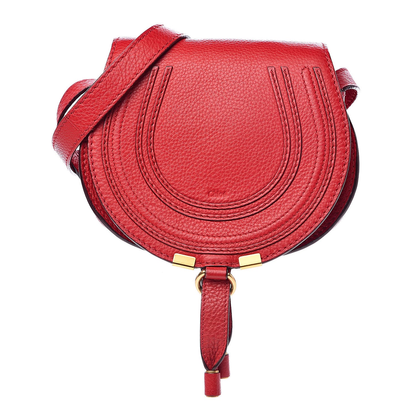 Calfskin Mini Marcie Round Crossbody Bag Red