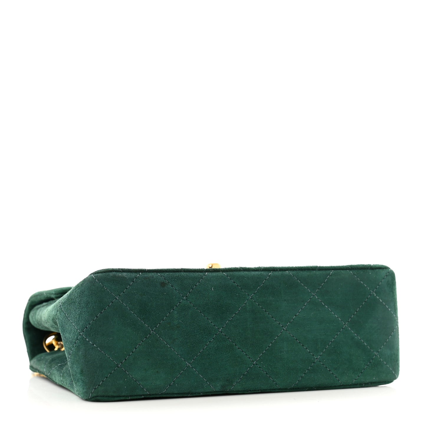 Suede Quilted Mini Square Flap Green