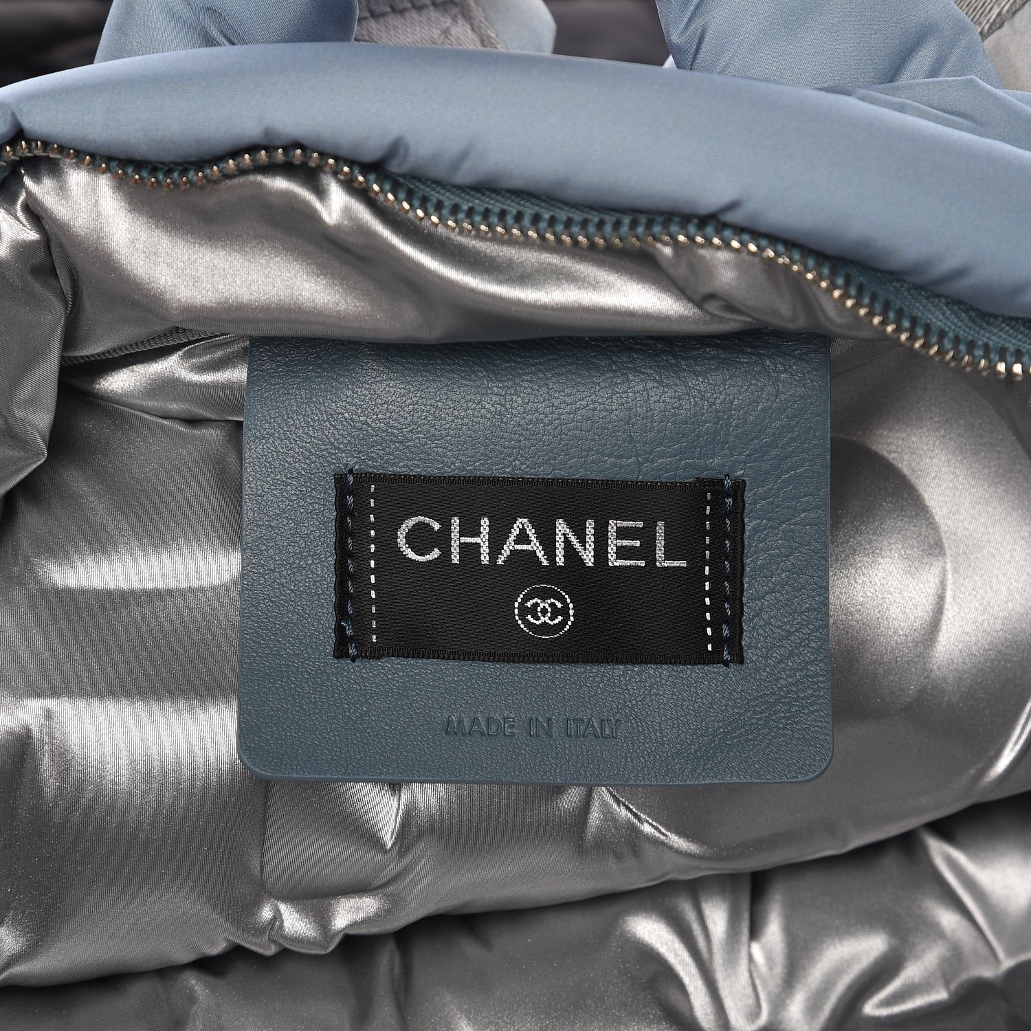 Chanel Nylon Embossed Small Doudoune Backpack Black Blue White 6 of 7