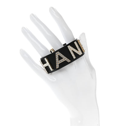 Chanel Crystal Lambskin Cha-Nel Logo Cuff S Black 2 of 5