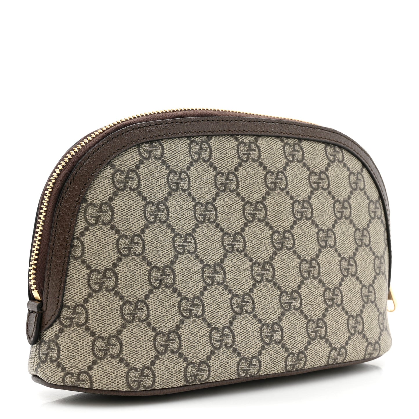 GG Supreme Monogram Textured Calfskin Web Large Ophidia Cosmetic Case Beige Ebony New Acero